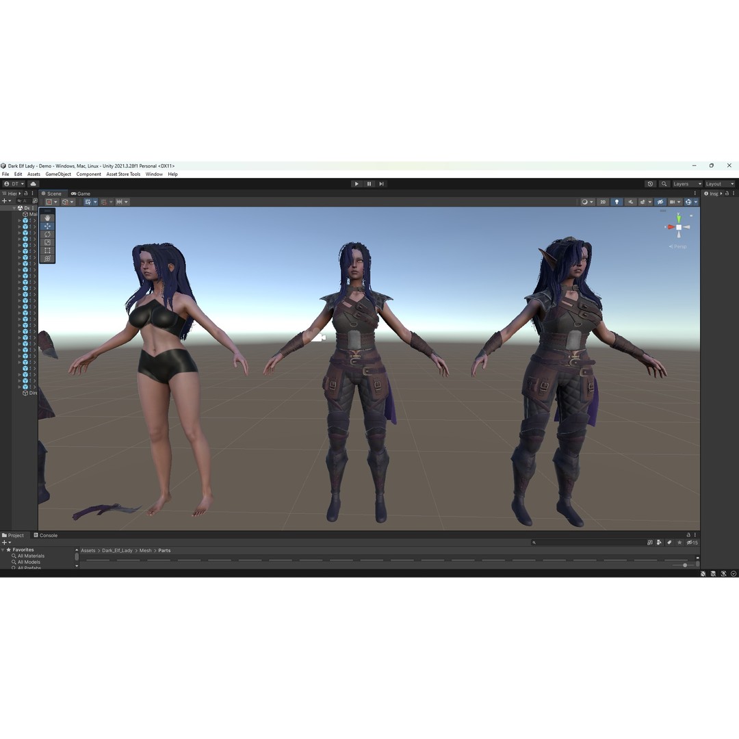 Dark Elf Rogue 3D Model – Low Poly Game Asset, Rigged for Unity & UE5 - View 29