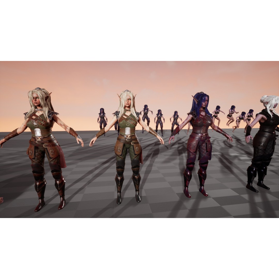 Dark Elf Rogue 3D Model – Low Poly Game Asset, Rigged for Unity & UE5 - View 34