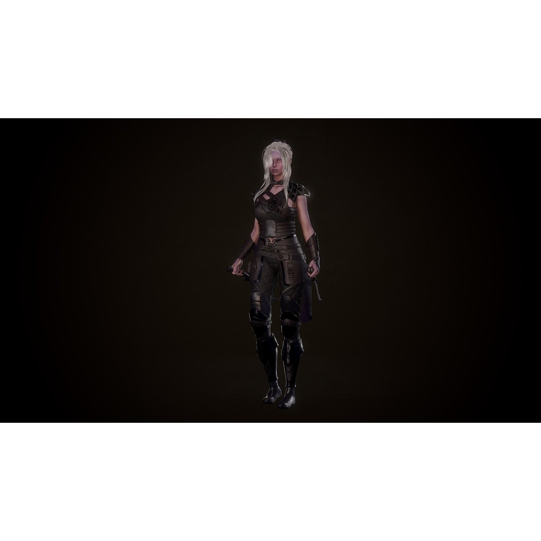 Dark Elf Rogue 3D Model – Low Poly Game Asset, Rigged for Unity & UE5 - View 8