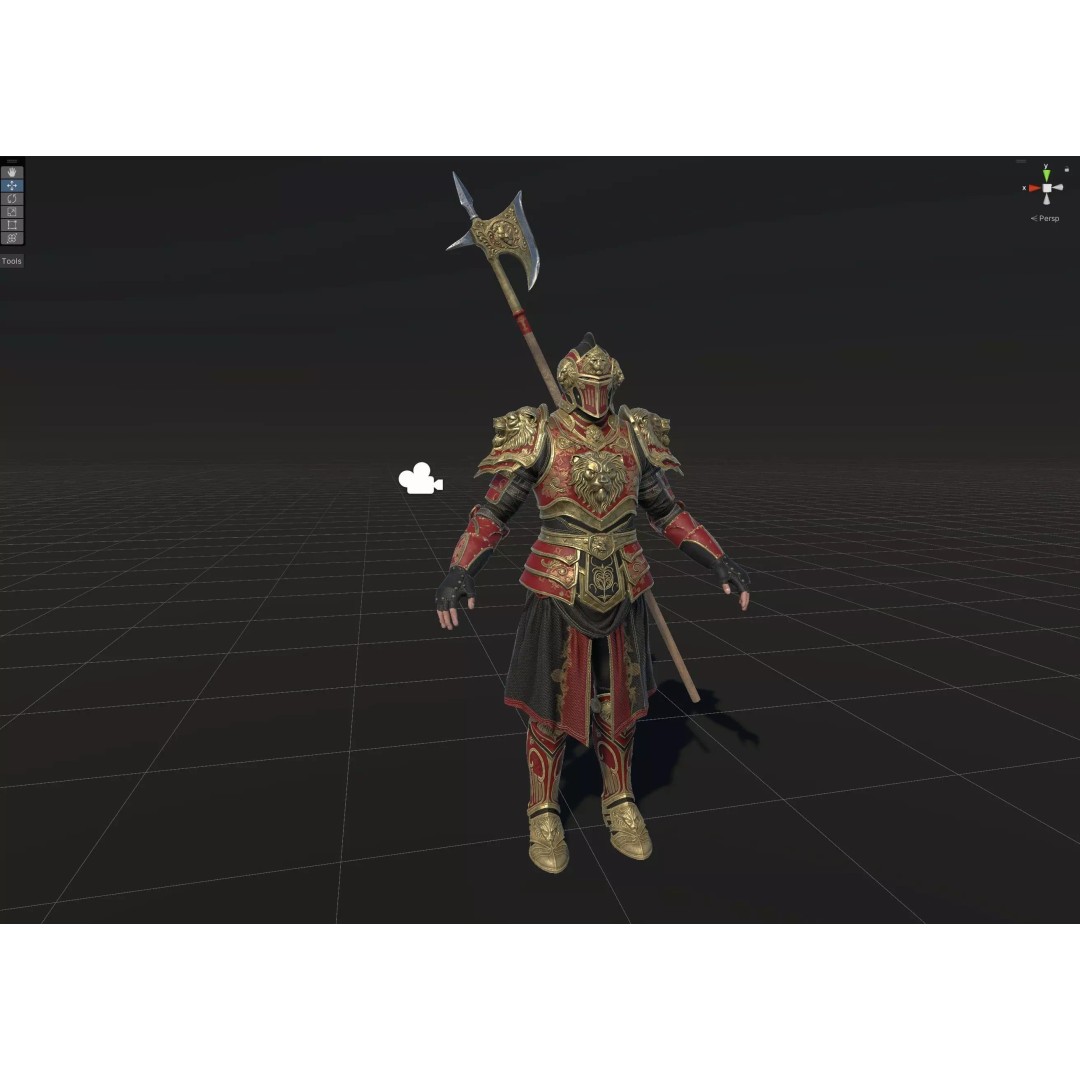 Lion Guardian 3D Model – Low Poly Game Asset, Rigged, PBR Textures