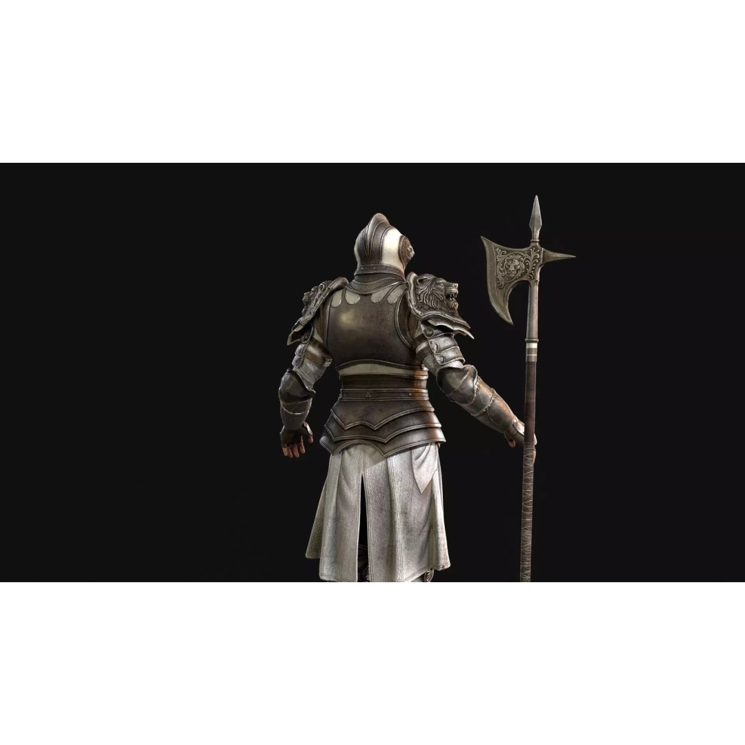 Lion Guardian 3D Model – Low Poly Game Asset, Rigged, PBR Textures - View 10