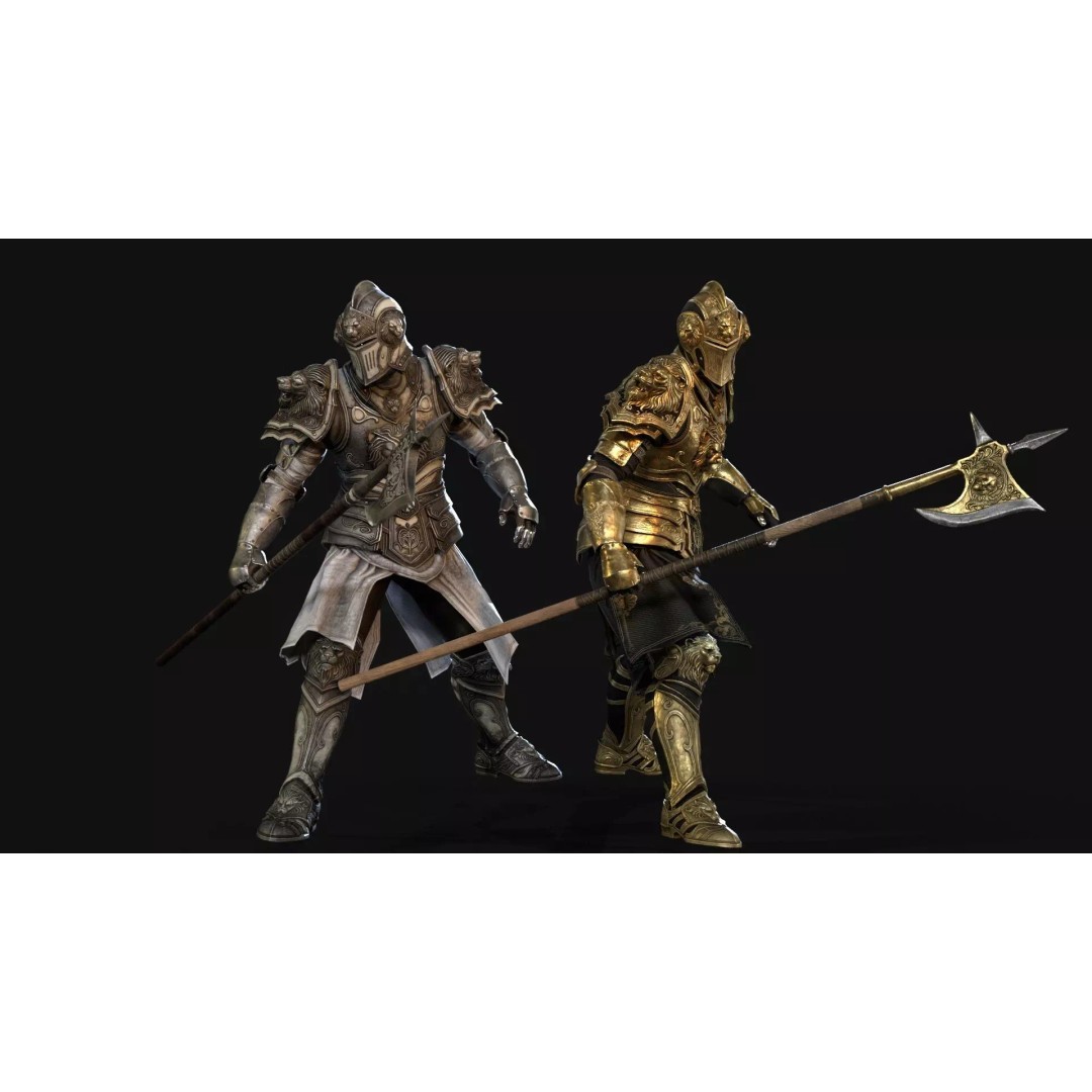 Lion Guardian 3D Model – Low Poly Game Asset, Rigged, PBR Textures - View 11