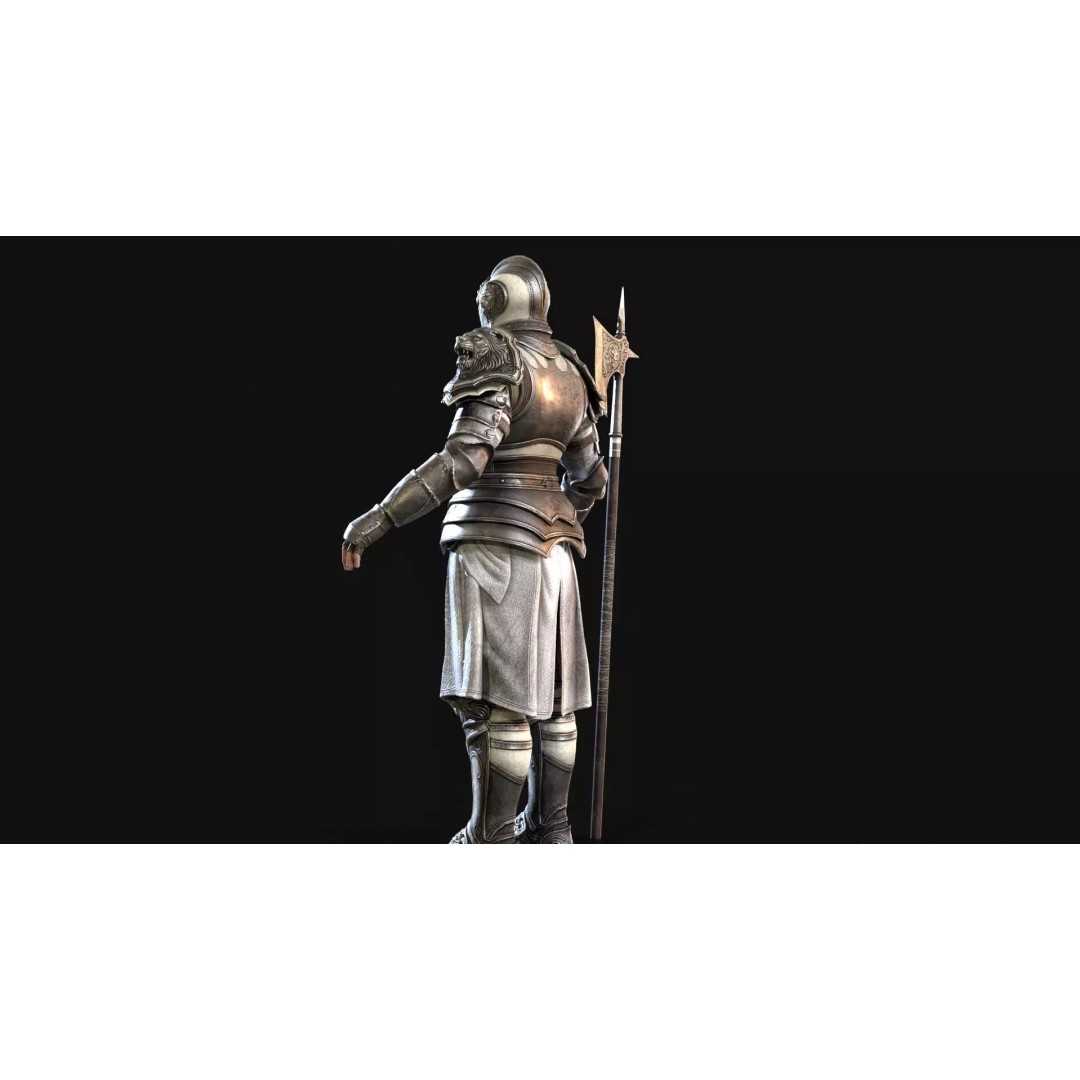 Lion Guardian 3D Model – Low Poly Game Asset, Rigged, PBR Textures - View 12