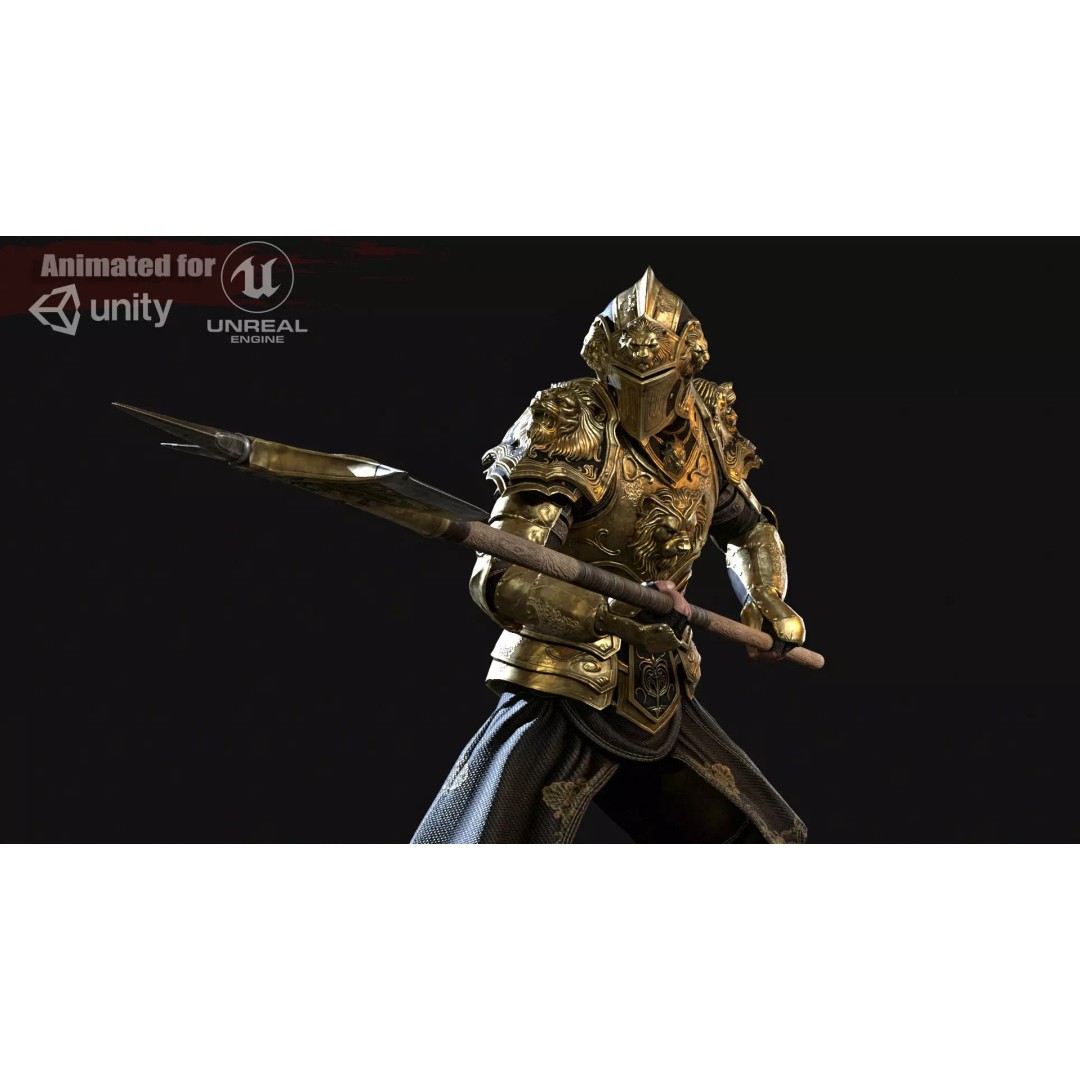 Lion Guardian 3D Model – Low Poly Game Asset, Rigged, PBR Textures - View 2
