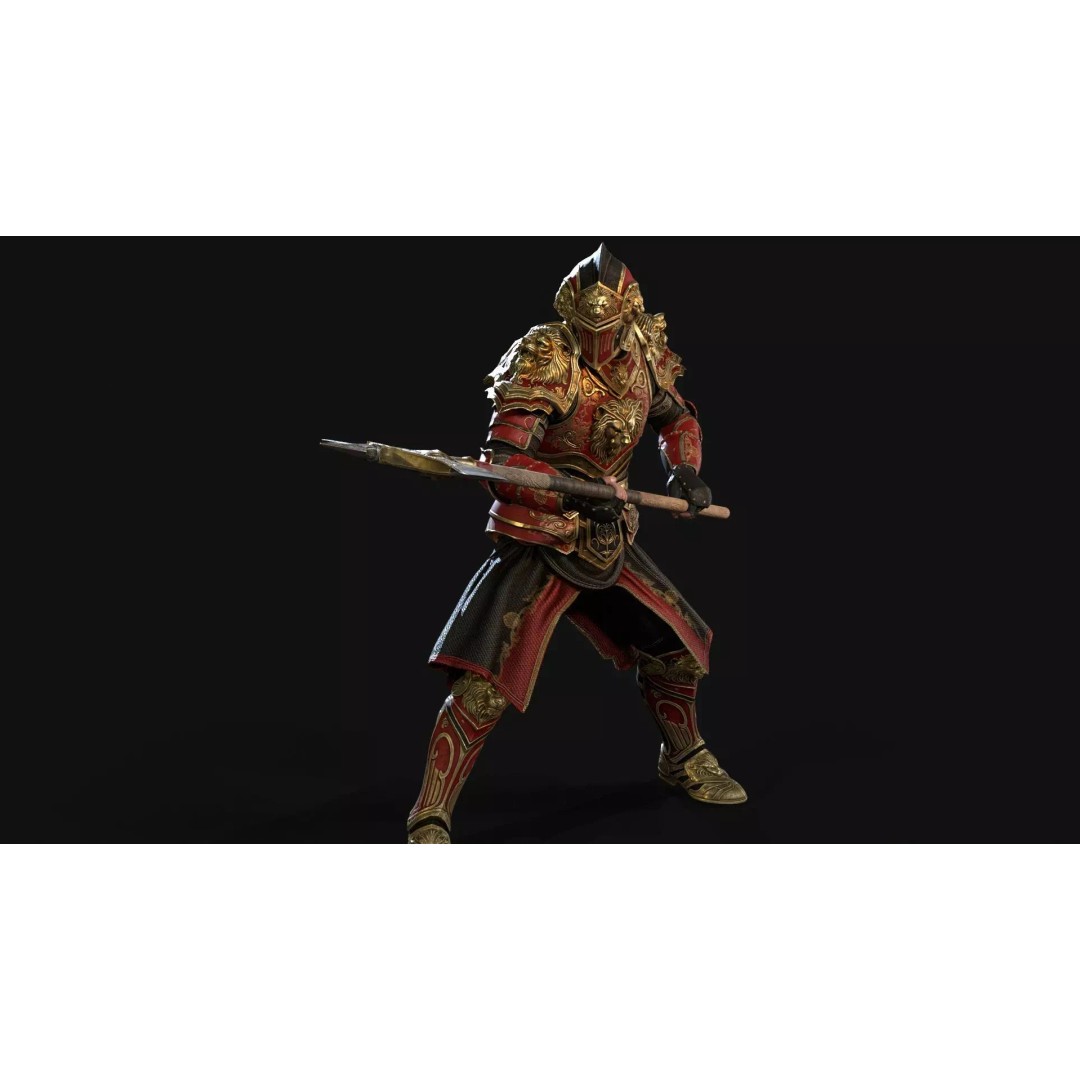 Lion Guardian 3D Model – Low Poly Game Asset, Rigged, PBR Textures - View 24
