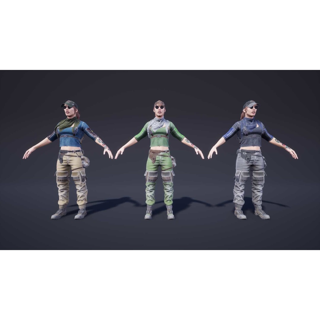 Adventure Characters Pack 3D Model – Low Poly Game Asset, FBX, Rigged - View 4