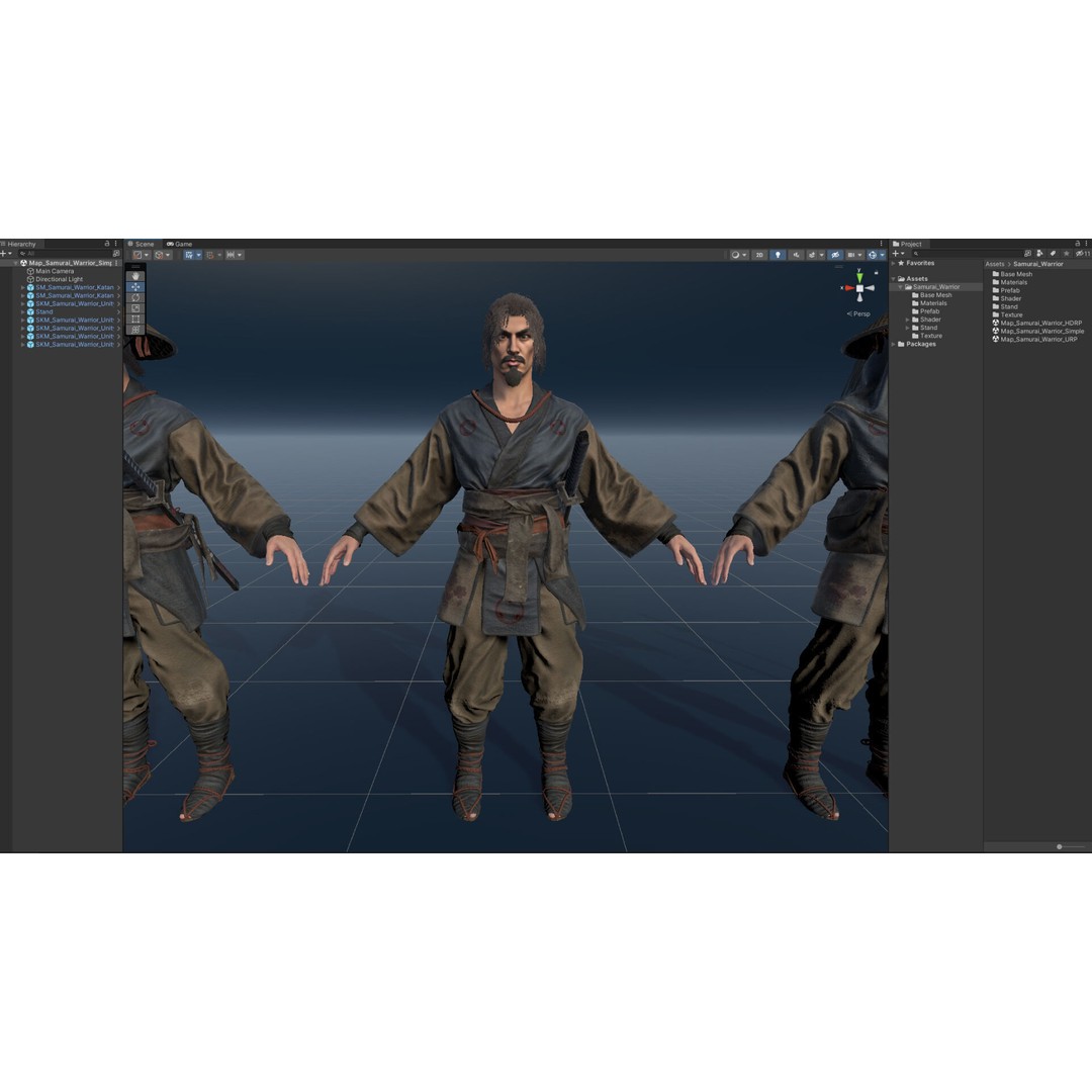 Samurai Warrior 3D Model – Low Poly Rigged Character for Animation