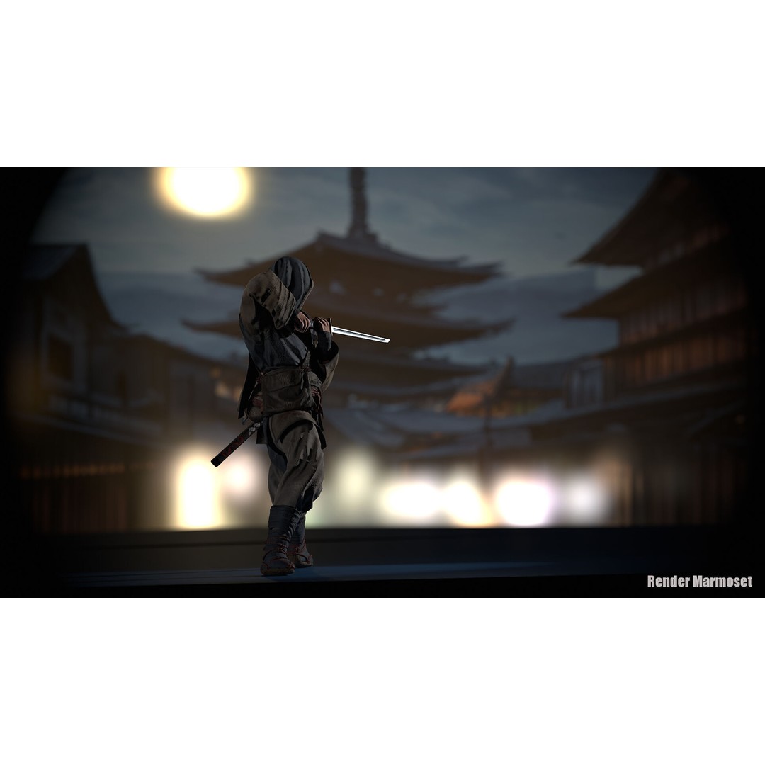 Samurai Warrior 3D Model – Low Poly Rigged Character for Animation - View 10