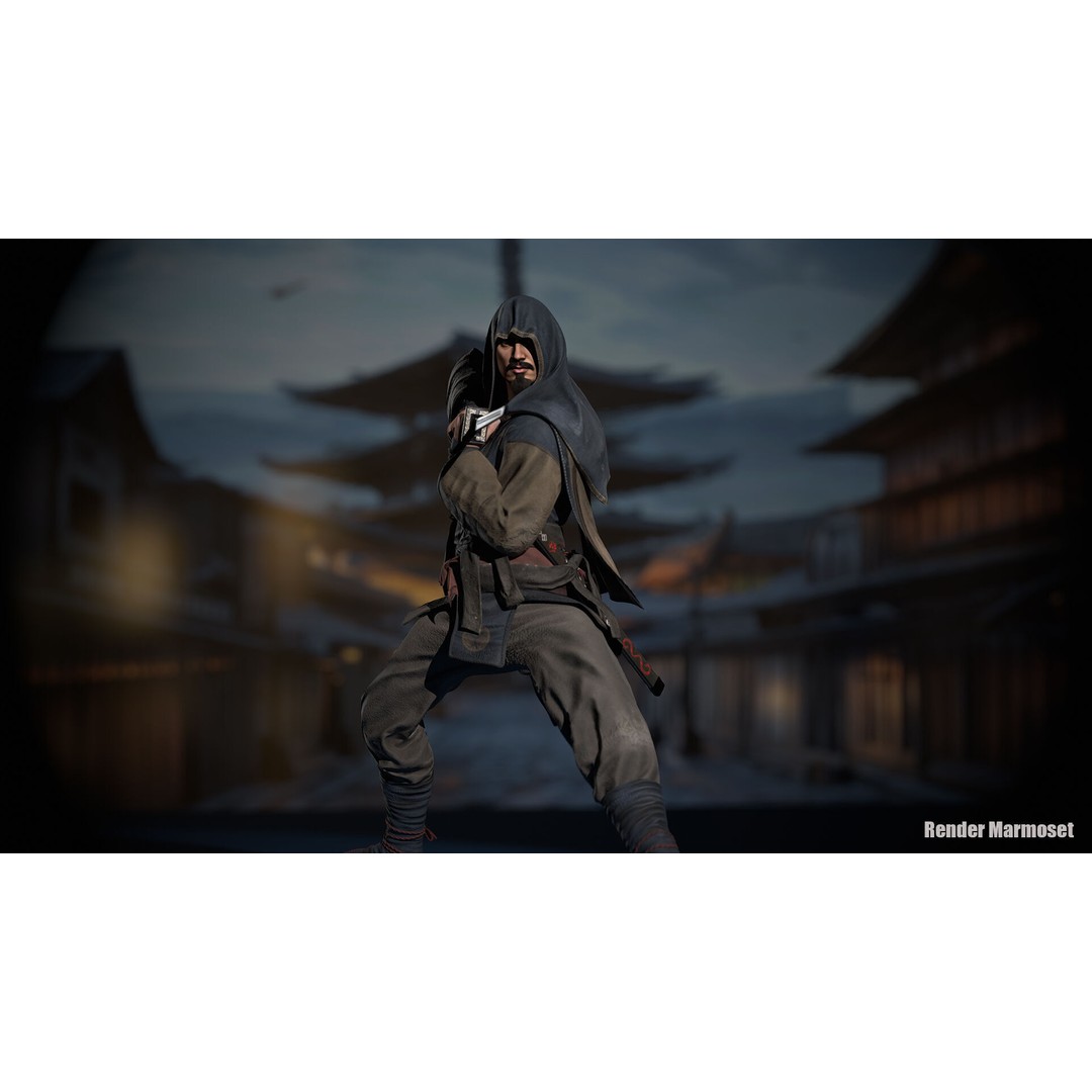 Samurai Warrior 3D Model – Low Poly Rigged Character for Animation - View 12