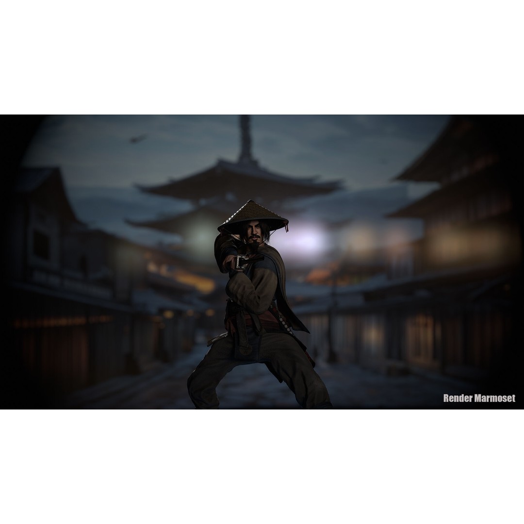 Samurai Warrior 3D Model – Low Poly Rigged Character for Animation - View 13