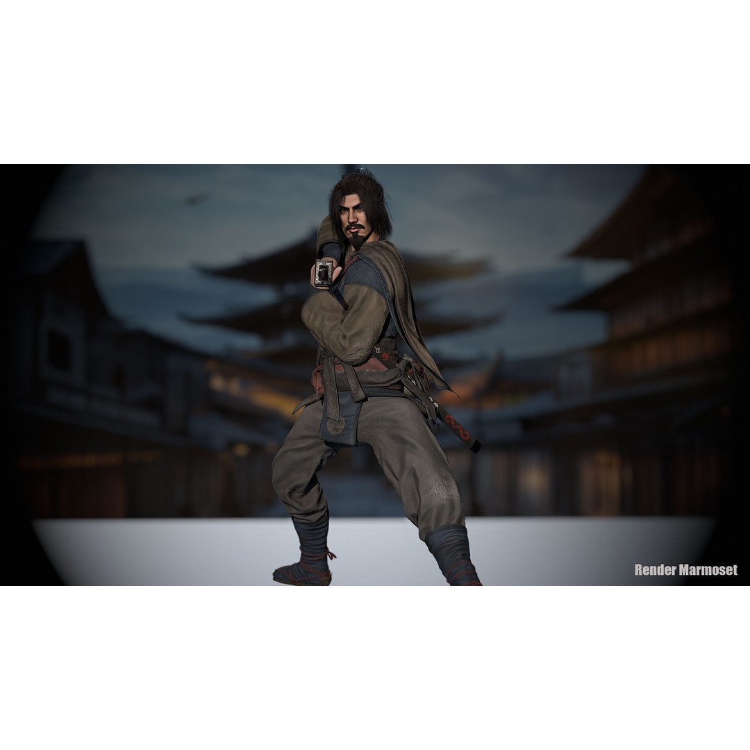 Samurai Warrior 3D Model – Low Poly Rigged Character for Animation - View 14