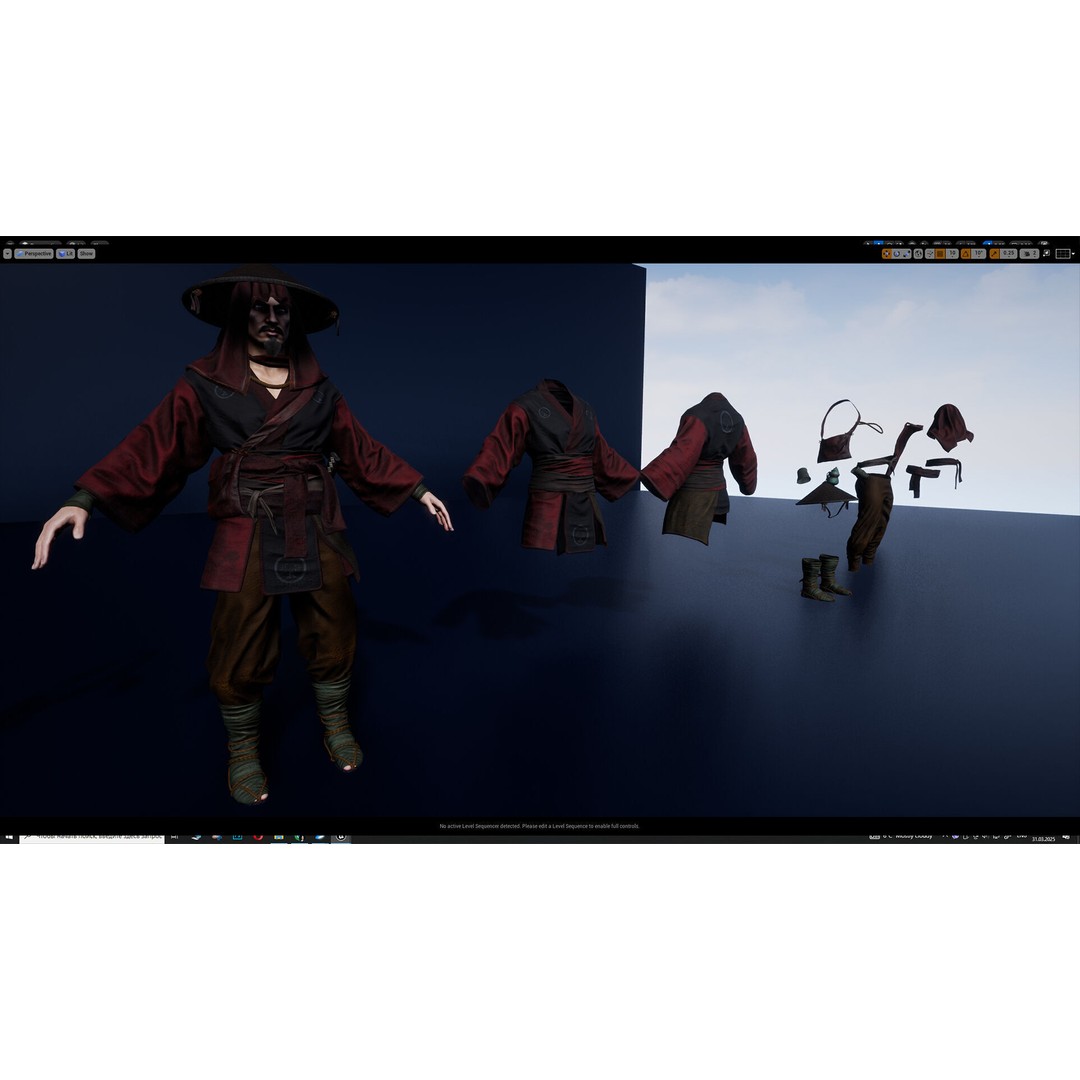 Samurai Warrior 3D Model – Low Poly Rigged Character for Animation - View 19