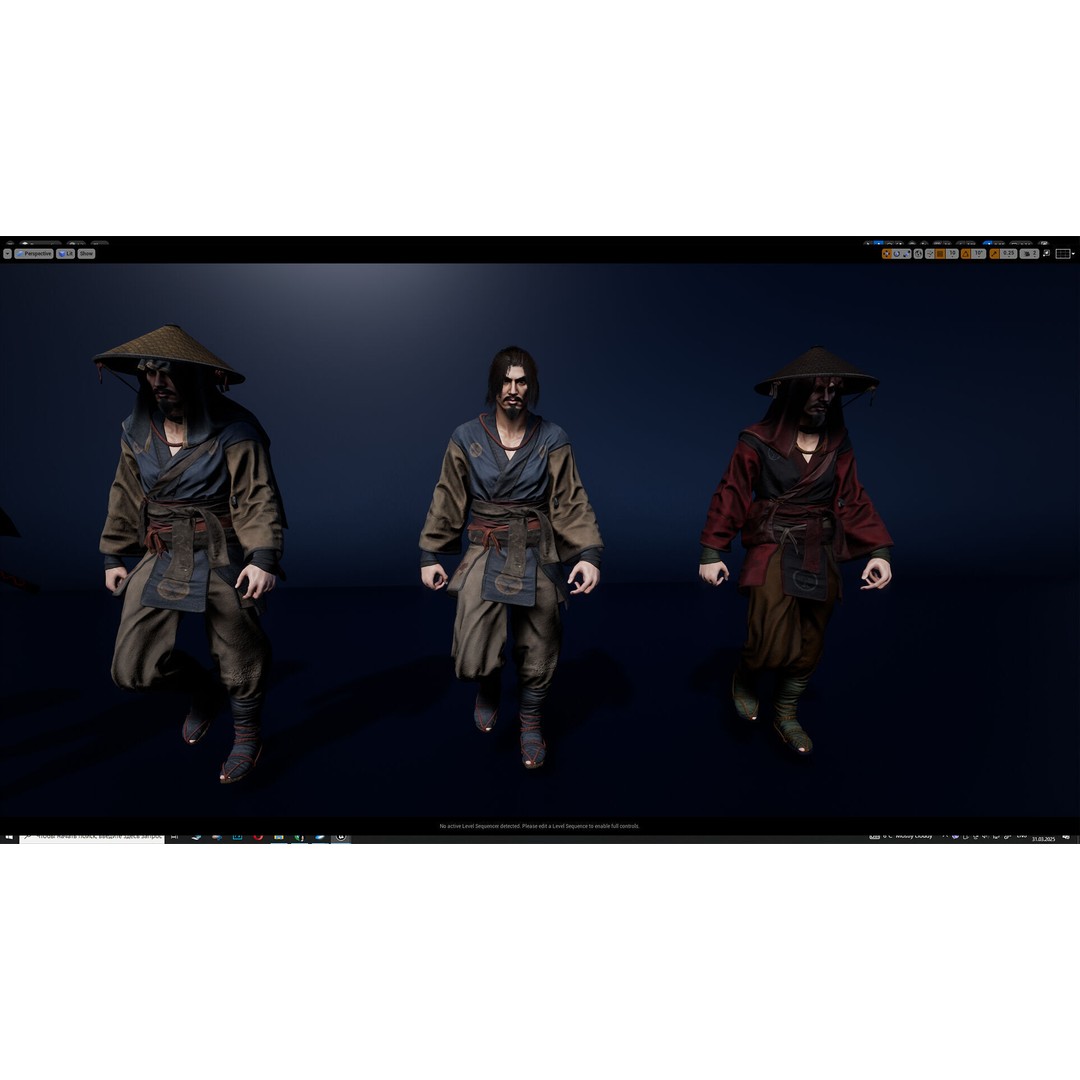Samurai Warrior 3D Model – Low Poly Rigged Character for Animation - View 20