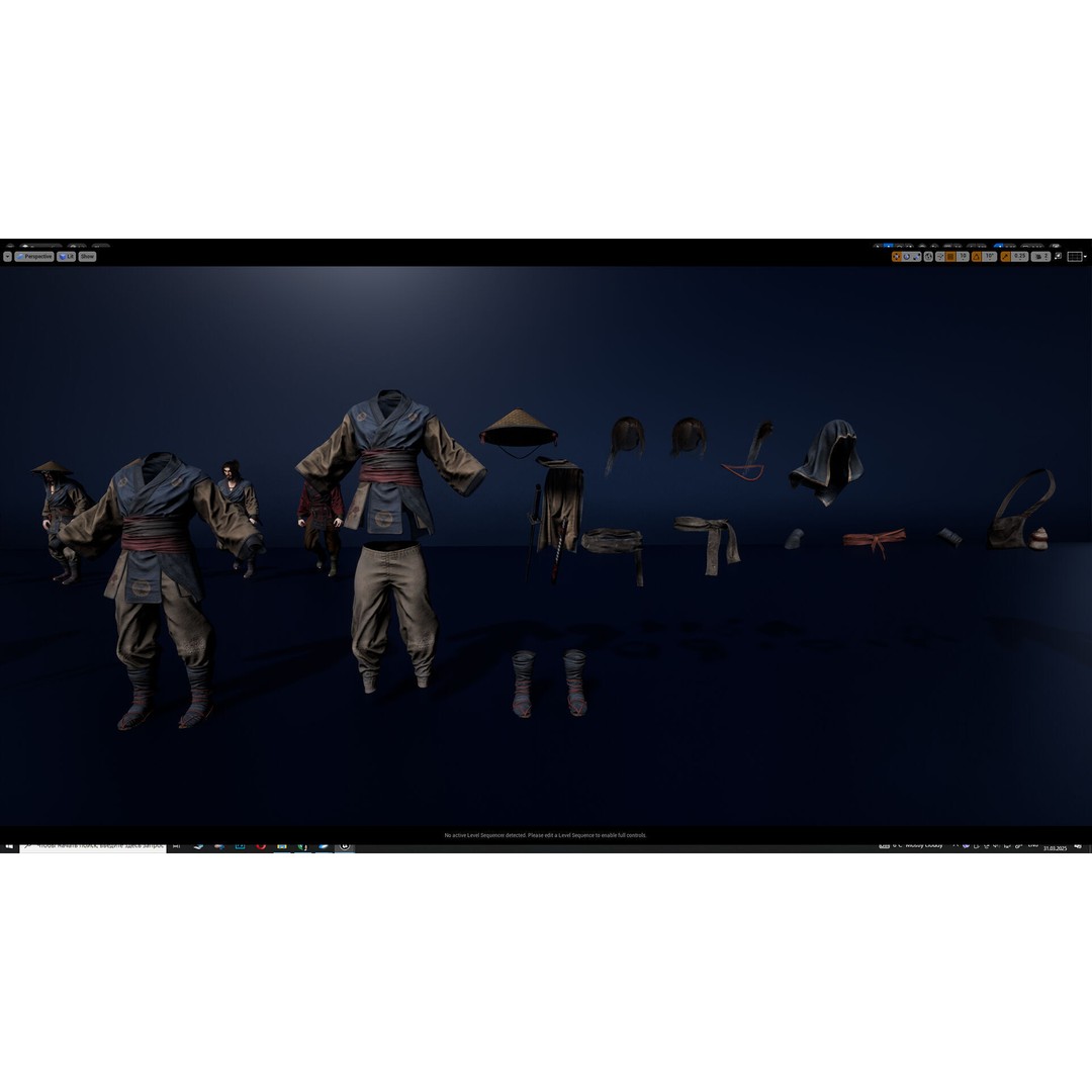 Samurai Warrior 3D Model – Low Poly Rigged Character for Animation - View 23