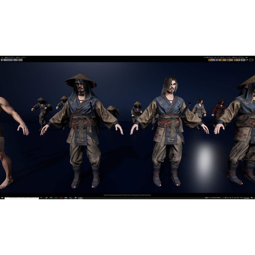 Samurai Warrior 3D Model – Low Poly Rigged Character for Animation - View 24