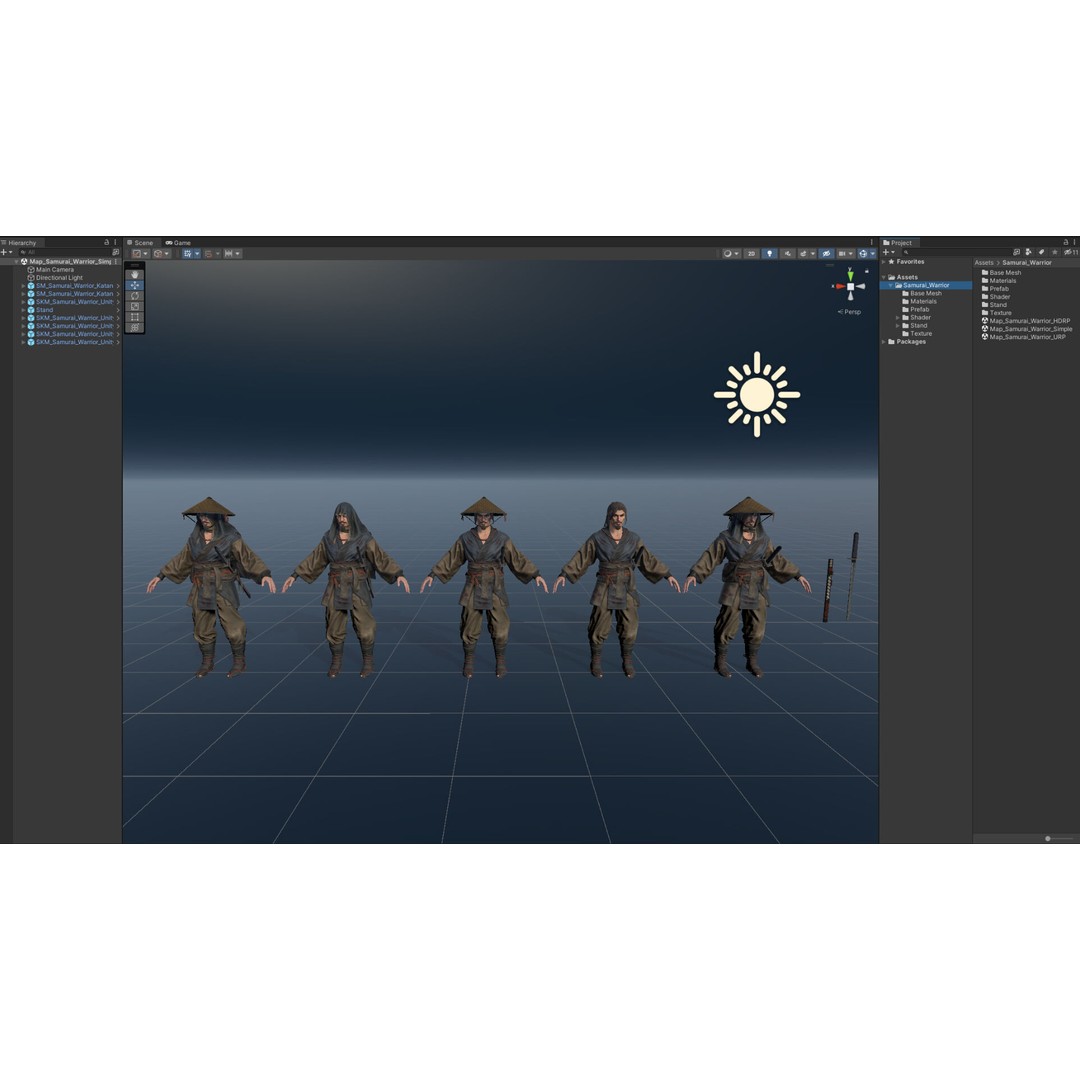 Samurai Warrior 3D Model – Low Poly Rigged Character for Animation - View 26