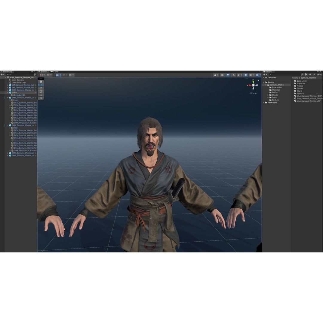 Samurai Warrior 3D Model – Low Poly Rigged Character for Animation - View 28