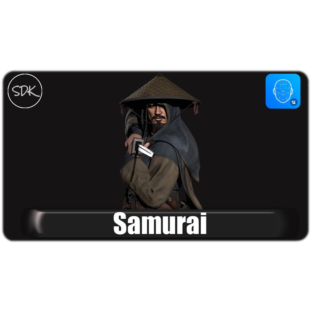 Samurai Warrior 3D Model – Low Poly Rigged Character for Animation - View 3