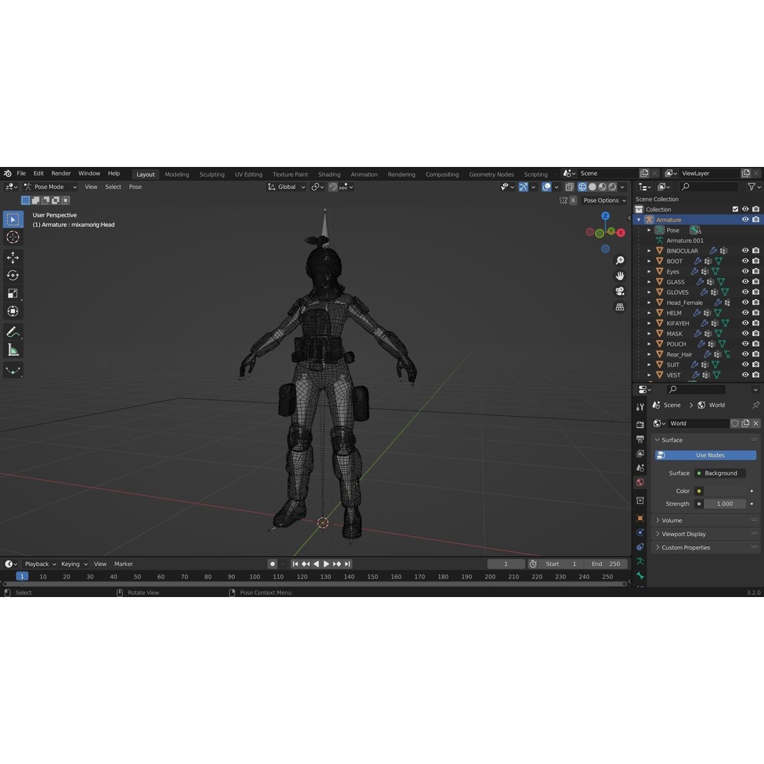 Female Soldier 3D Model – Low Poly Rigged Army Suit, FBX, PBR - View 17