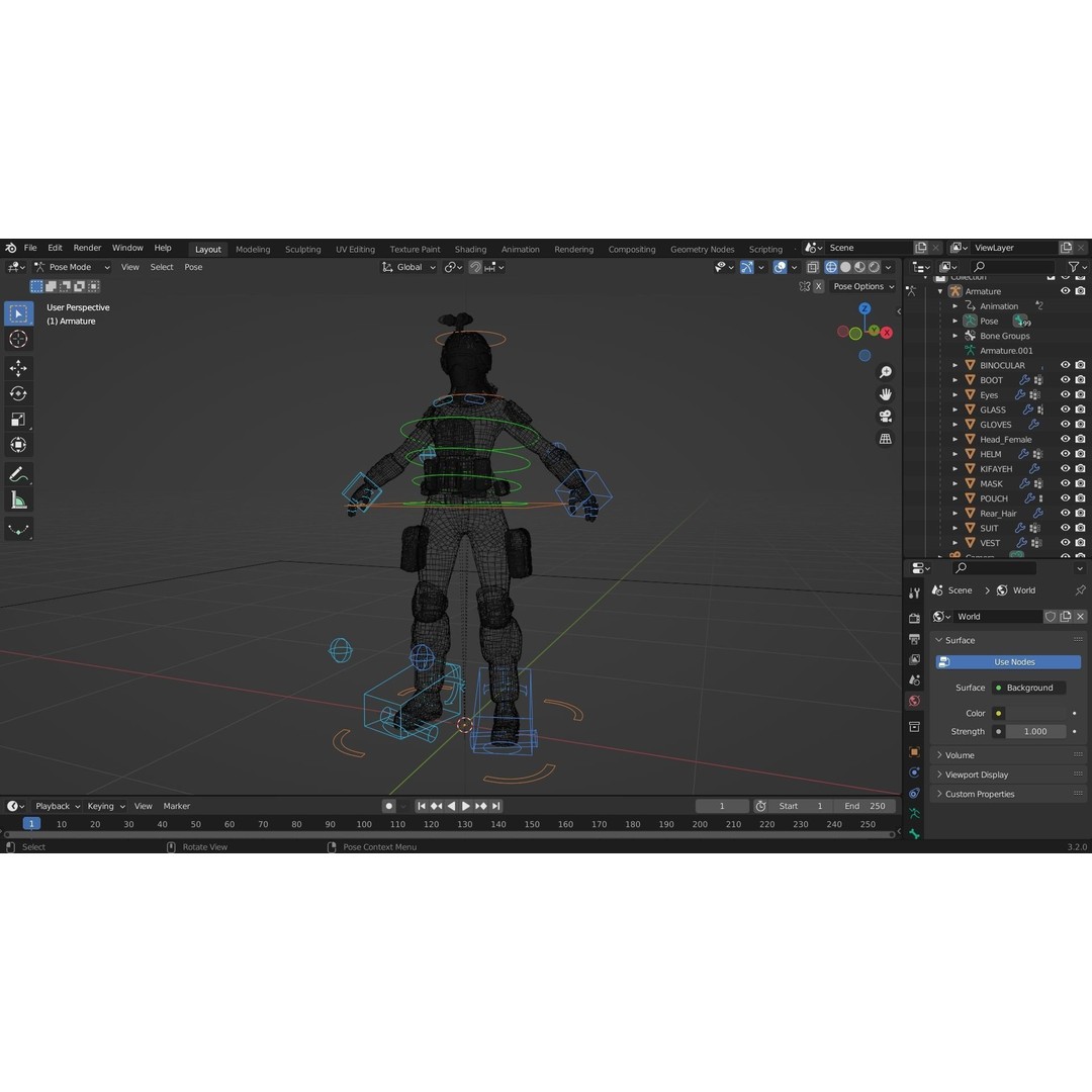 Female Soldier 3D Model – Low Poly Rigged Army Suit, FBX, PBR - View 19
