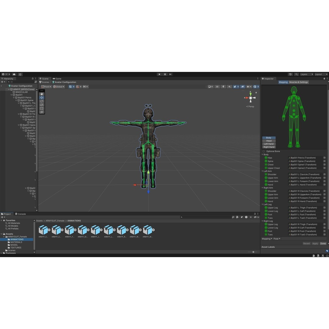 Female Soldier 3D Model – Low Poly Rigged Army Suit, FBX, PBR - View 20