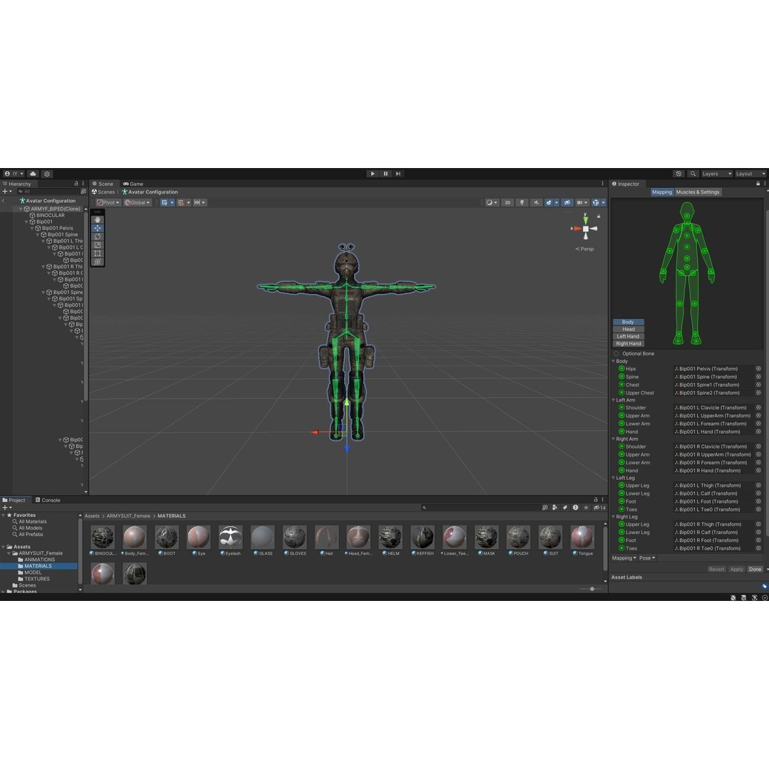 Female Soldier 3D Model – Low Poly Rigged Army Suit, FBX, PBR - View 21