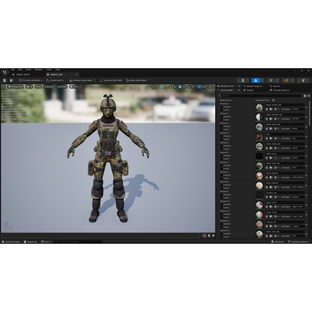 Female Soldier 3D Model – Low Poly Rigged Army Suit, FBX, PBR - View 27