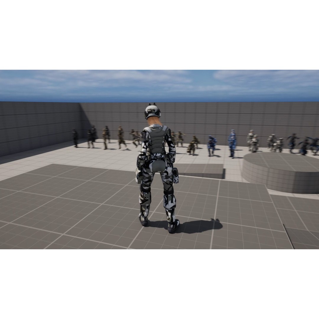 Female Soldier 3D Model – Low Poly Rigged Army Suit, FBX, PBR - View 29