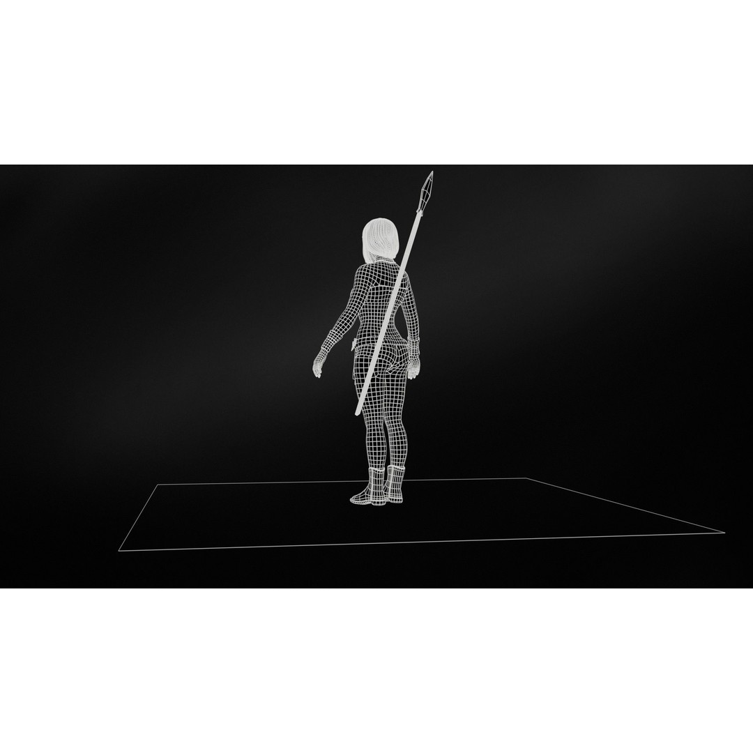 Defender Girl 3 3D Model – Low Poly Rigged Character with Animations - View 10