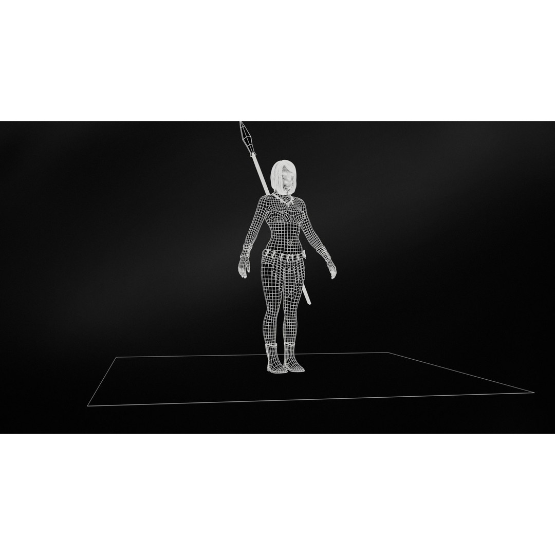 Defender Girl 3 3D Model – Low Poly Rigged Character with Animations - View 11