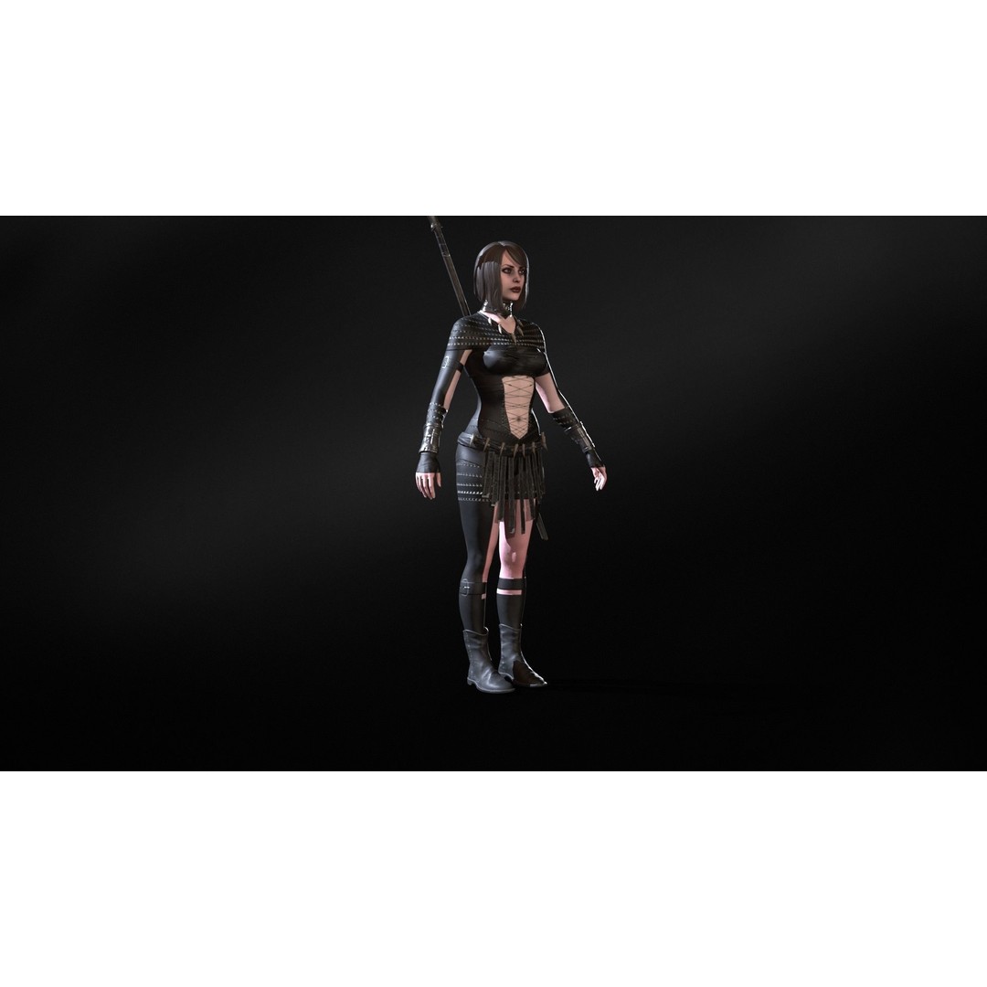 Defender Girl 3 3D Model – Low Poly Rigged Character with Animations - View 13