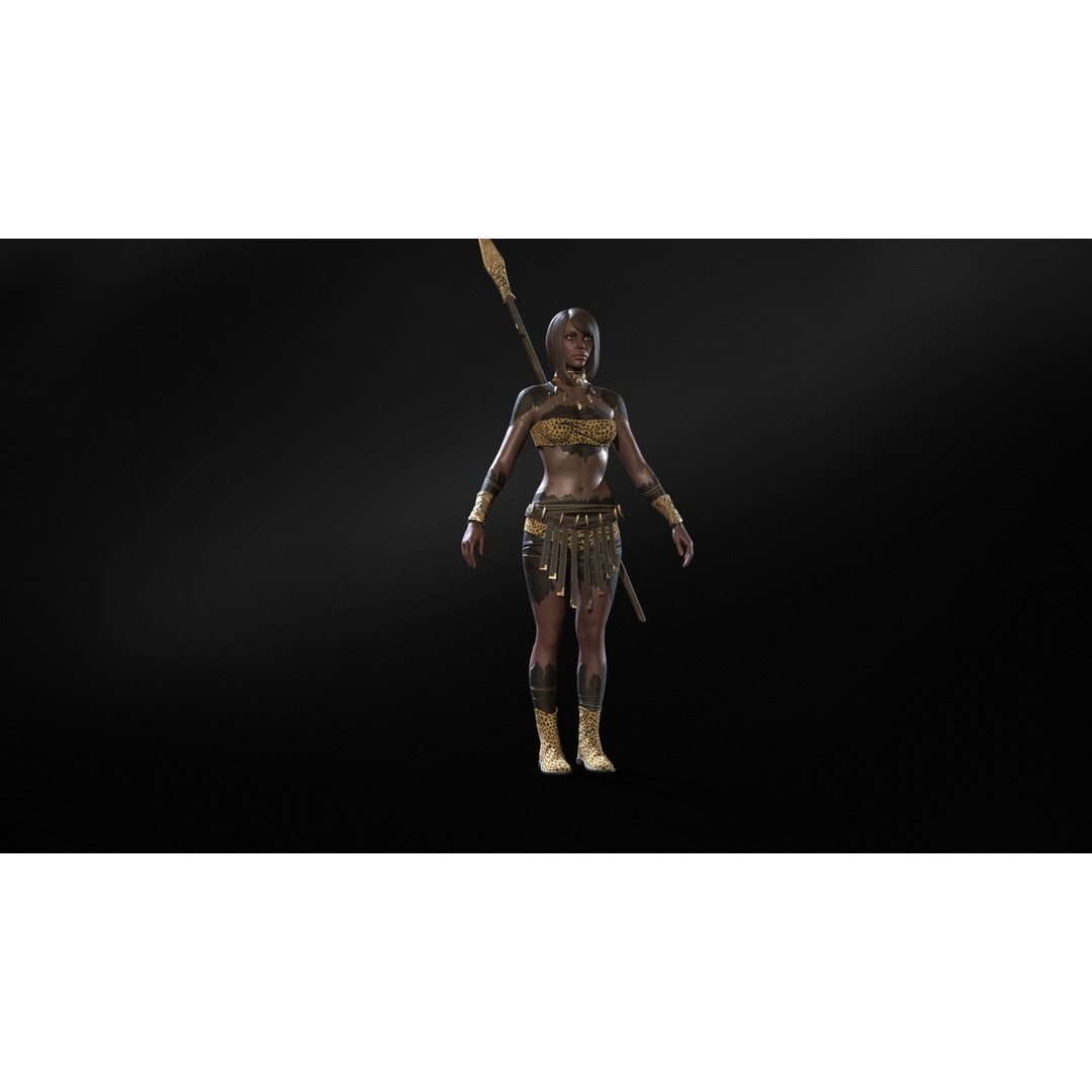 Defender Girl 3 3D Model – Low Poly Rigged Character with Animations - View 14