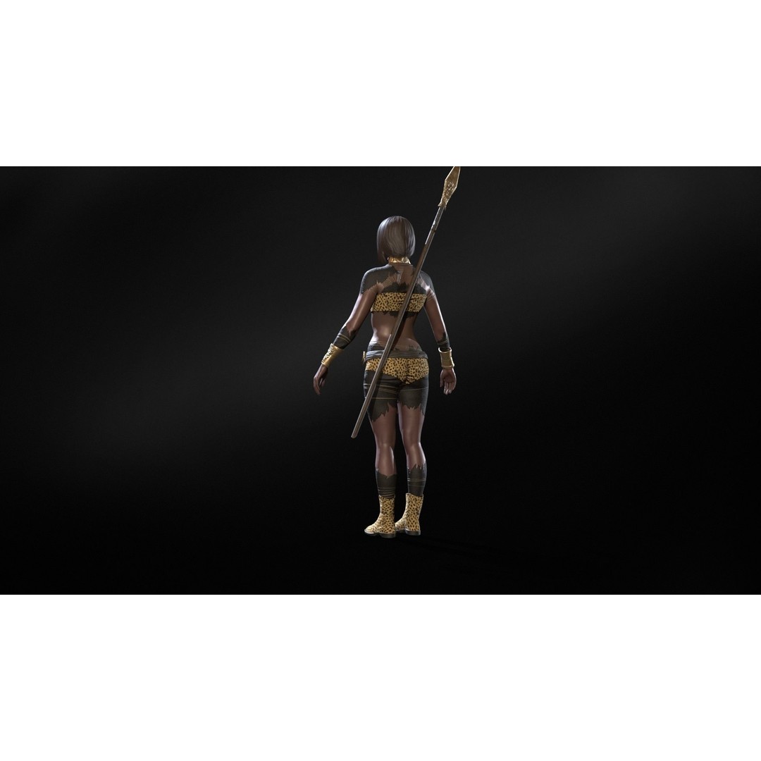 Defender Girl 3 3D Model – Low Poly Rigged Character with Animations - View 15