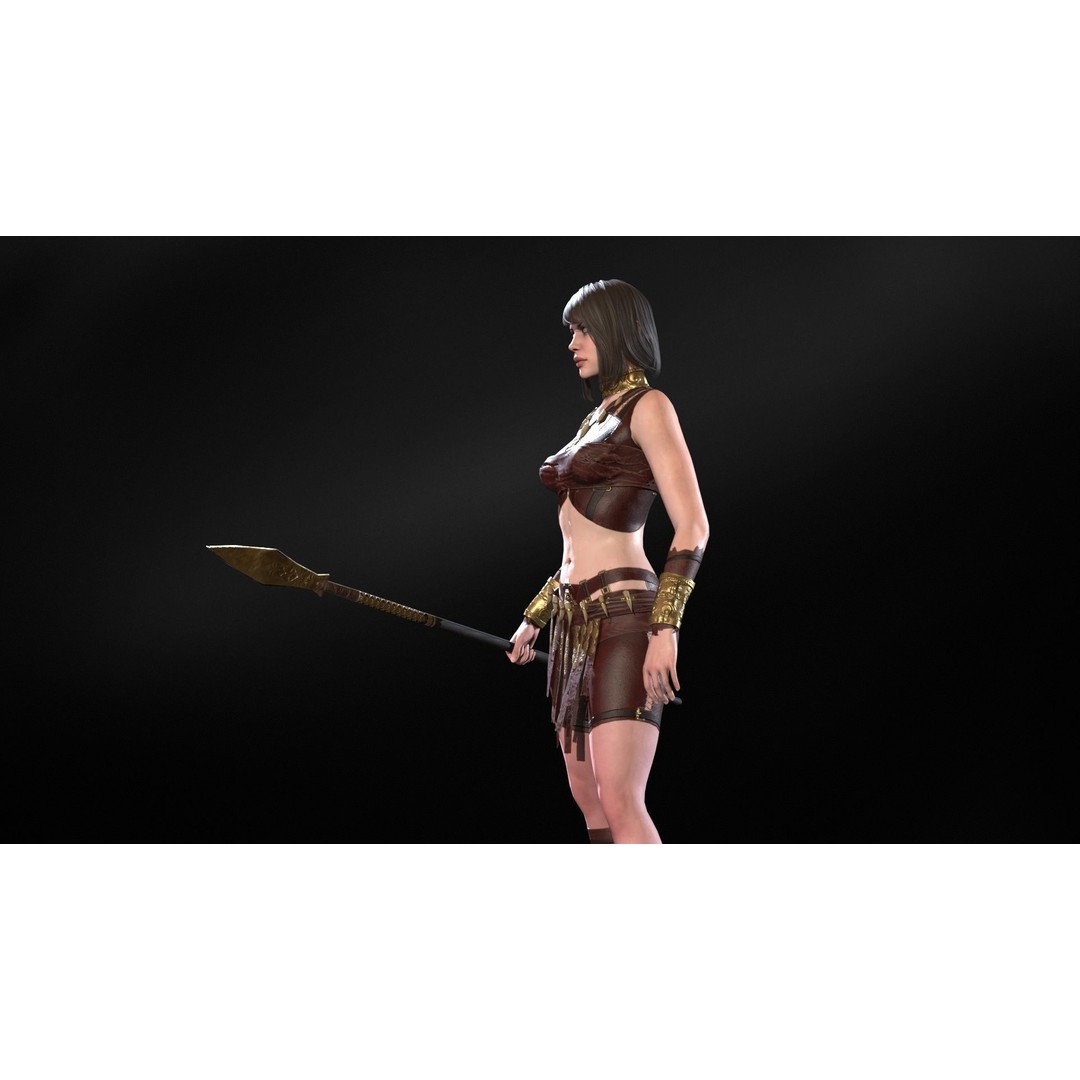 Defender Girl 3 3D Model – Low Poly Rigged Character with Animations - View 17