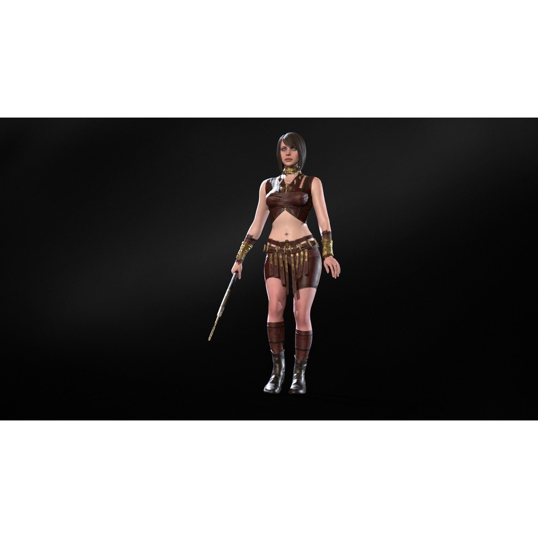 Defender Girl 3 3D Model – Low Poly Rigged Character with Animations - View 18