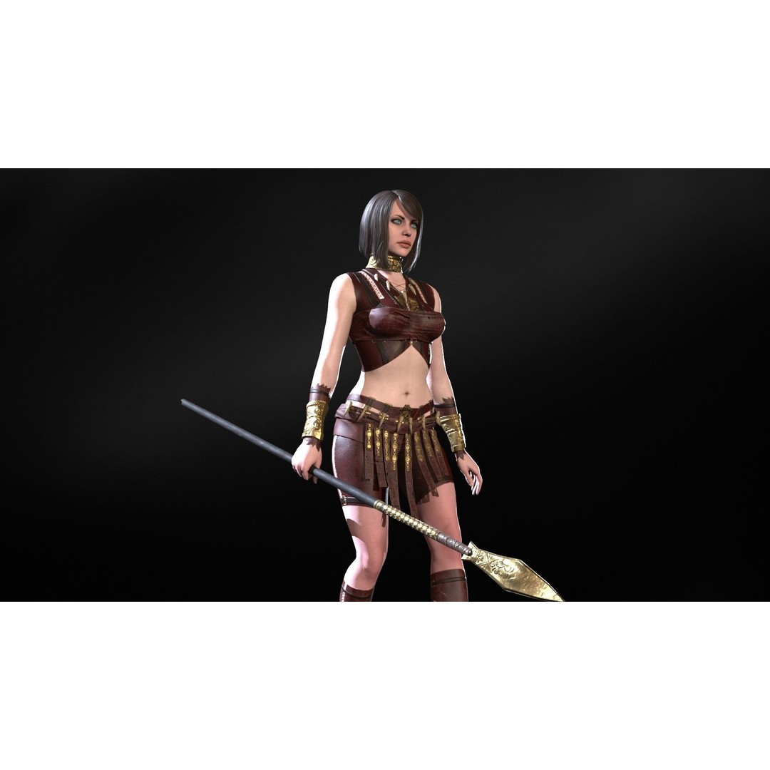 Defender Girl 3 3D Model – Low Poly Rigged Character with Animations - View 20