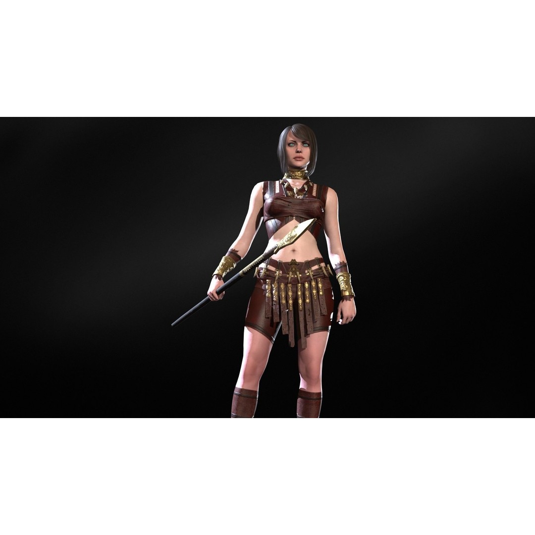Defender Girl 3 3D Model – Low Poly Rigged Character with Animations - View 21