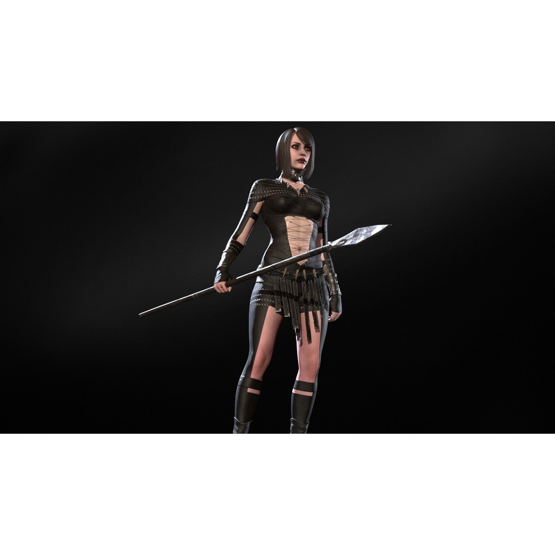 Defender Girl 3 3D Model – Low Poly Rigged Character with Animations - View 23
