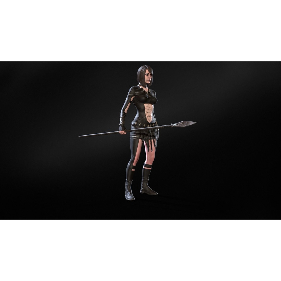 Defender Girl 3 3D Model – Low Poly Rigged Character with Animations - View 25