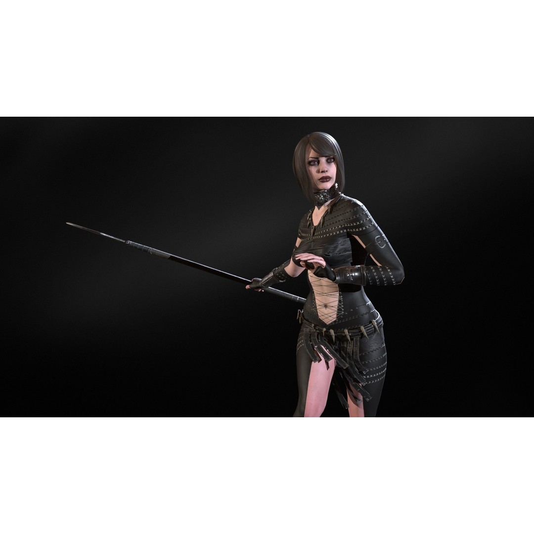 Defender Girl 3 3D Model – Low Poly Rigged Character with Animations - View 26