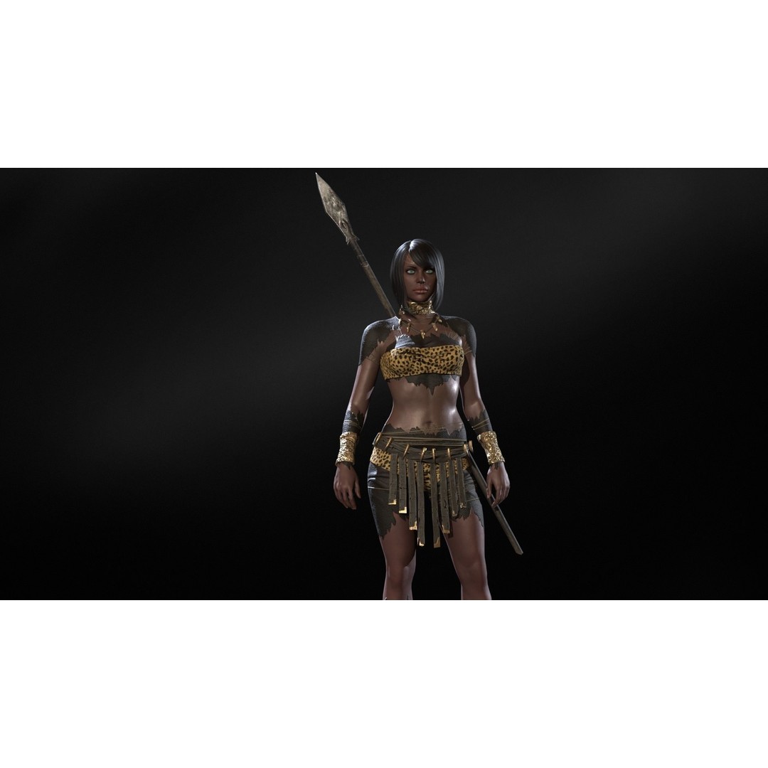 Defender Girl 3 3D Model – Low Poly Rigged Character with Animations - View 27