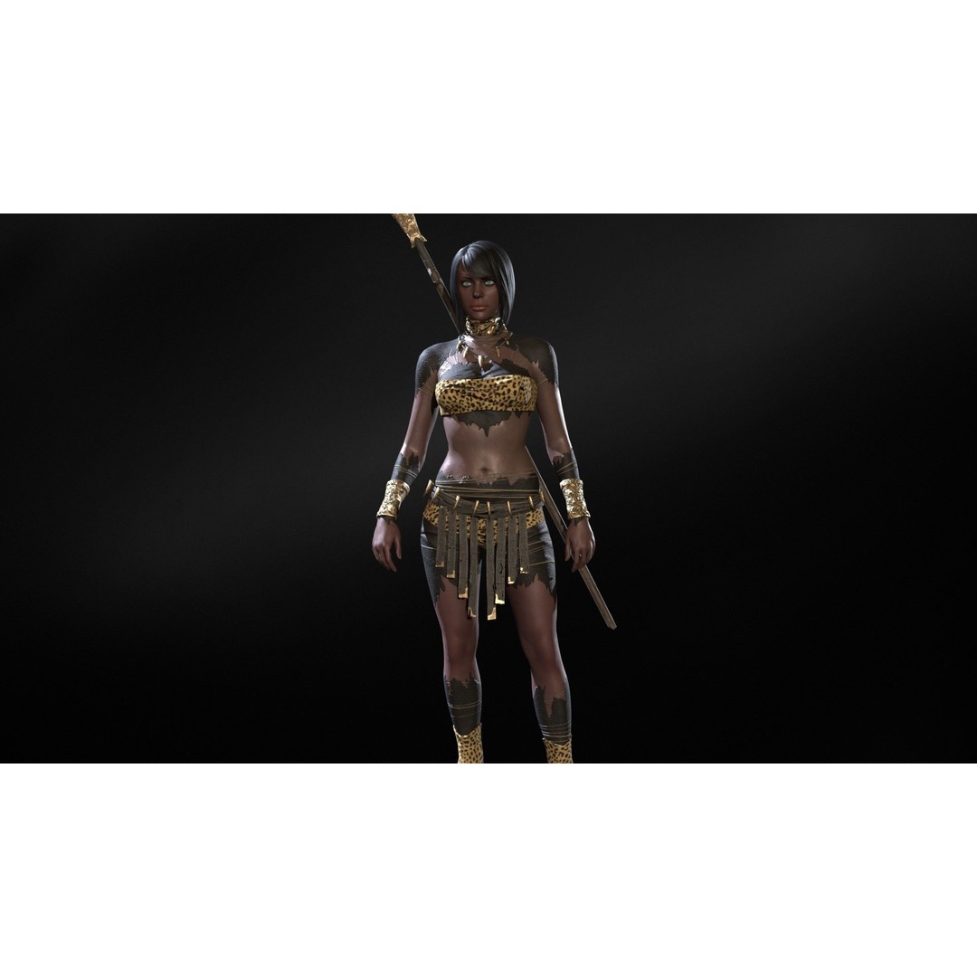 Defender Girl 3 3D Model – Low Poly Rigged Character with Animations - View 28