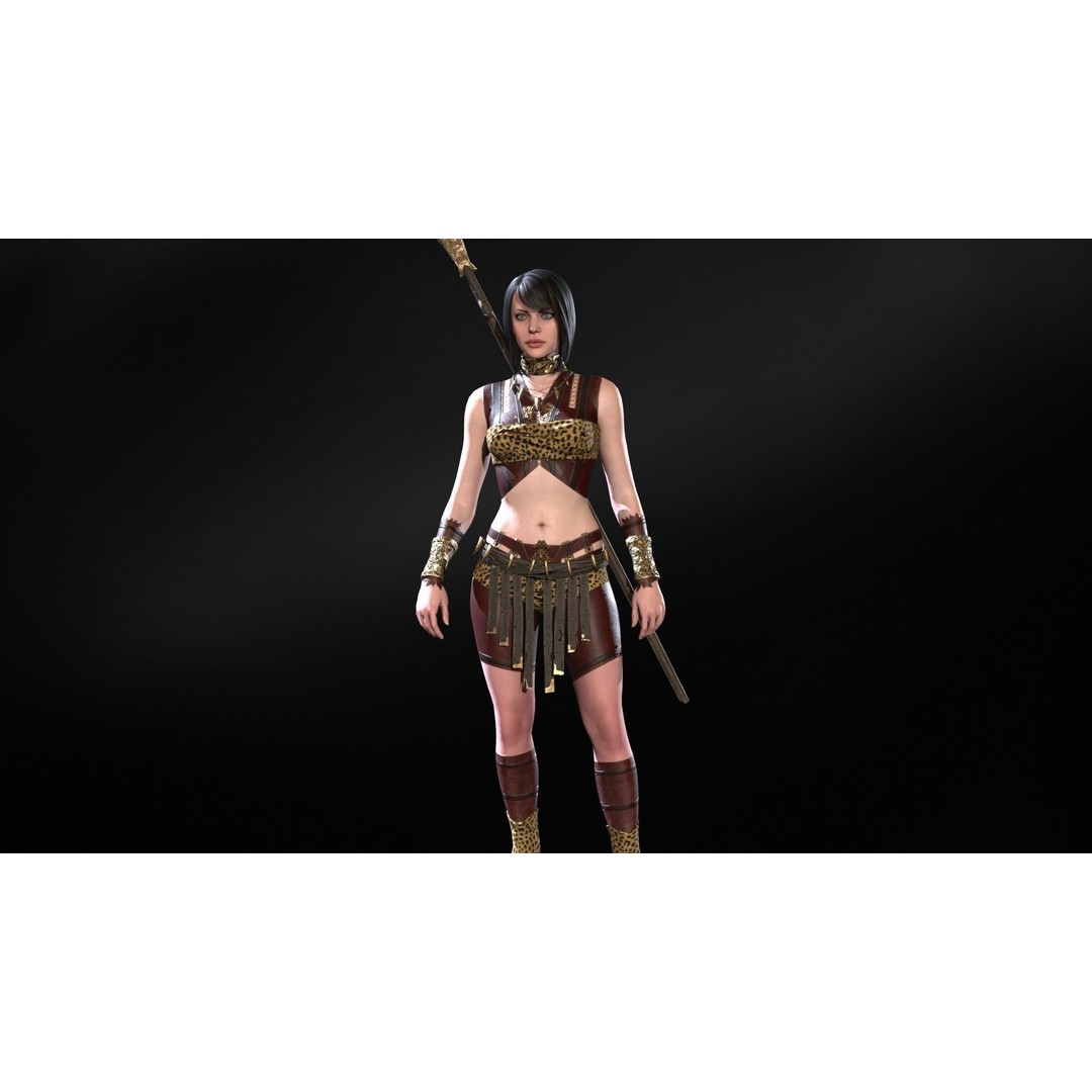 Defender Girl 3 3D Model – Low Poly Rigged Character with Animations - View 29