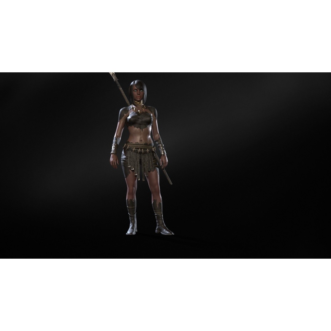 Defender Girl 3 3D Model – Low Poly Rigged Character with Animations - View 31