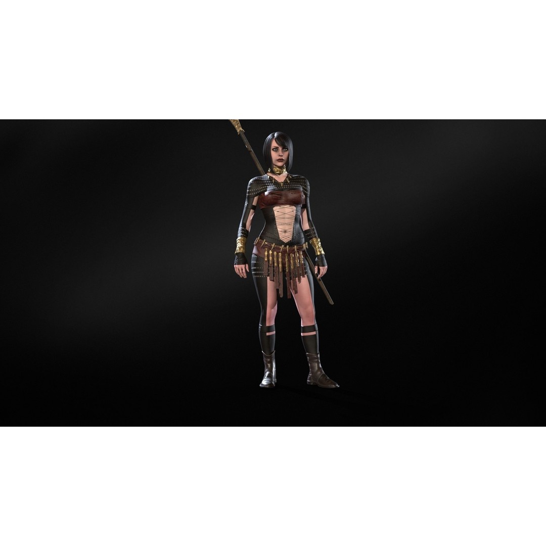 Defender Girl 3 3D Model – Low Poly Rigged Character with Animations - View 32