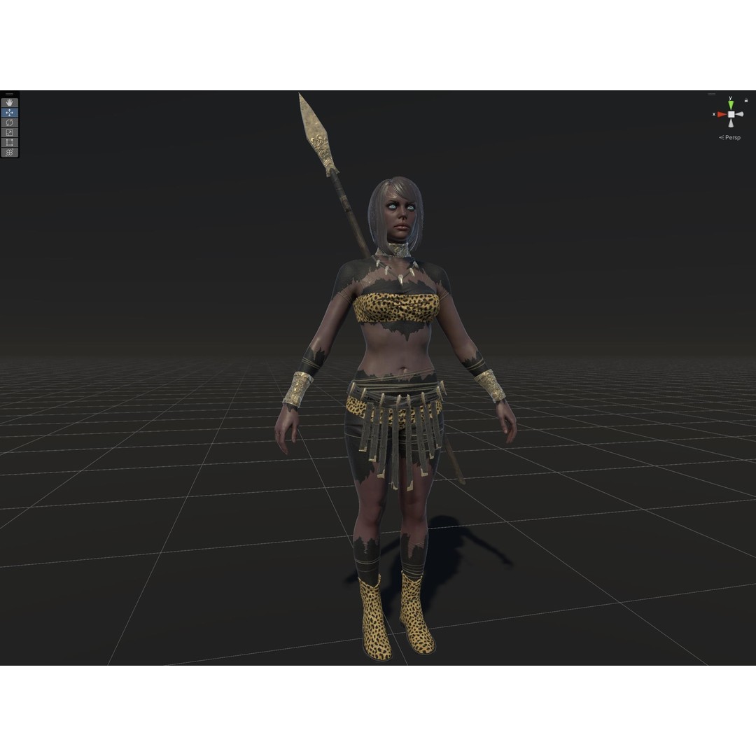 Defender Girl 3 3D Model – Low Poly Rigged Character with Animations - View 33