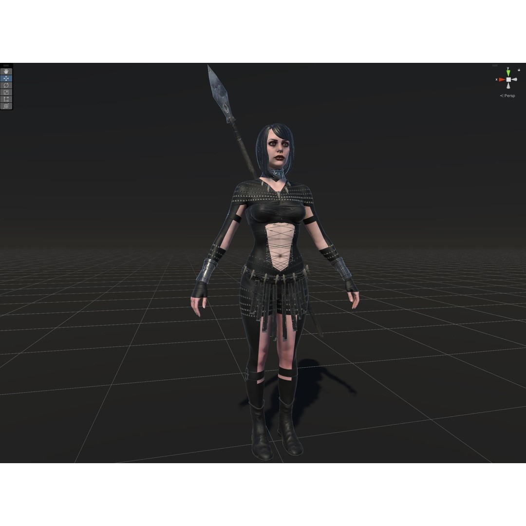 Defender Girl 3 3D Model – Low Poly Rigged Character with Animations - View 34