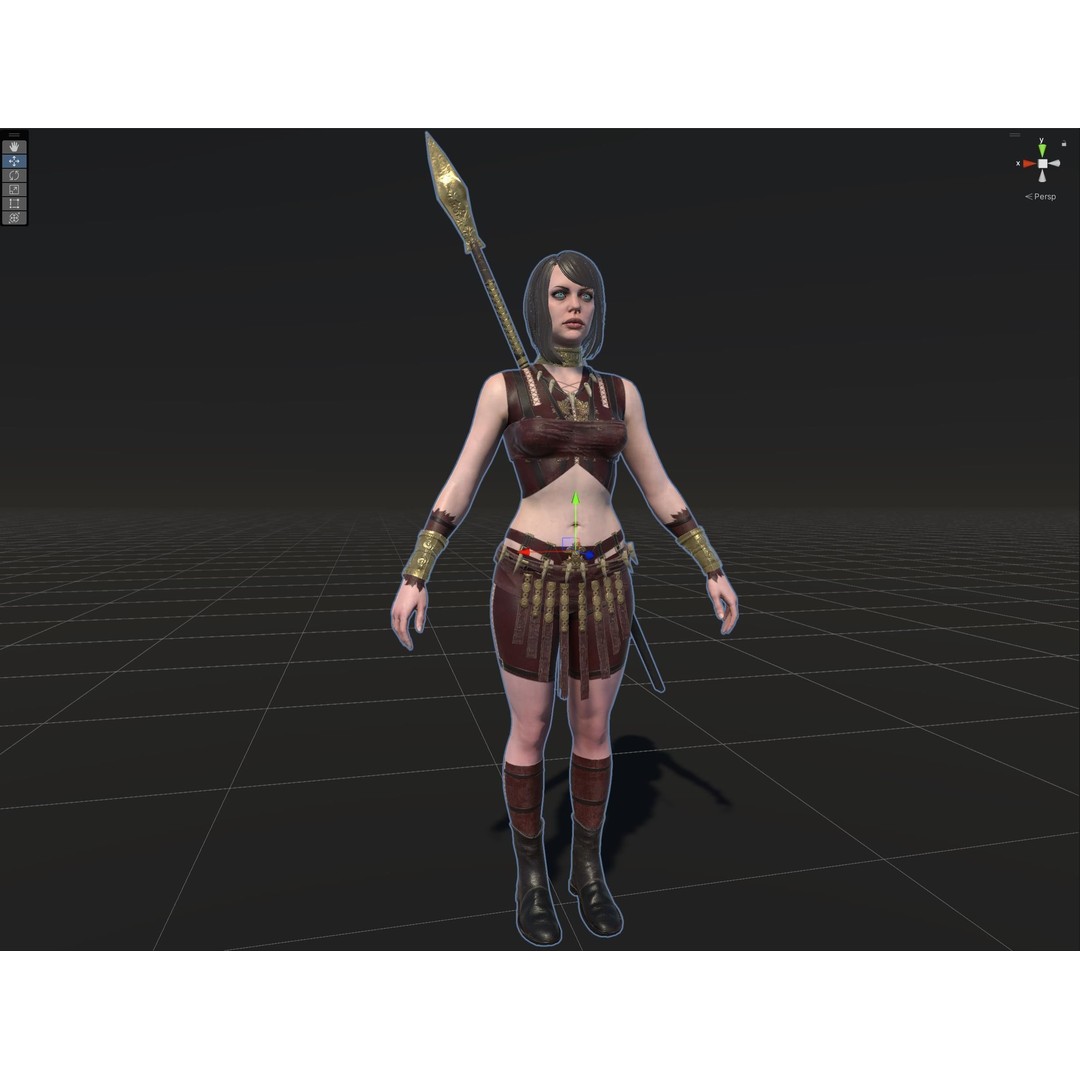 Defender Girl 3 3D Model – Low Poly Rigged Character with Animations - View 35