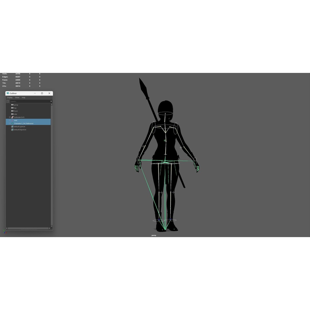 Defender Girl 3 3D Model – Low Poly Rigged Character with Animations - View 36