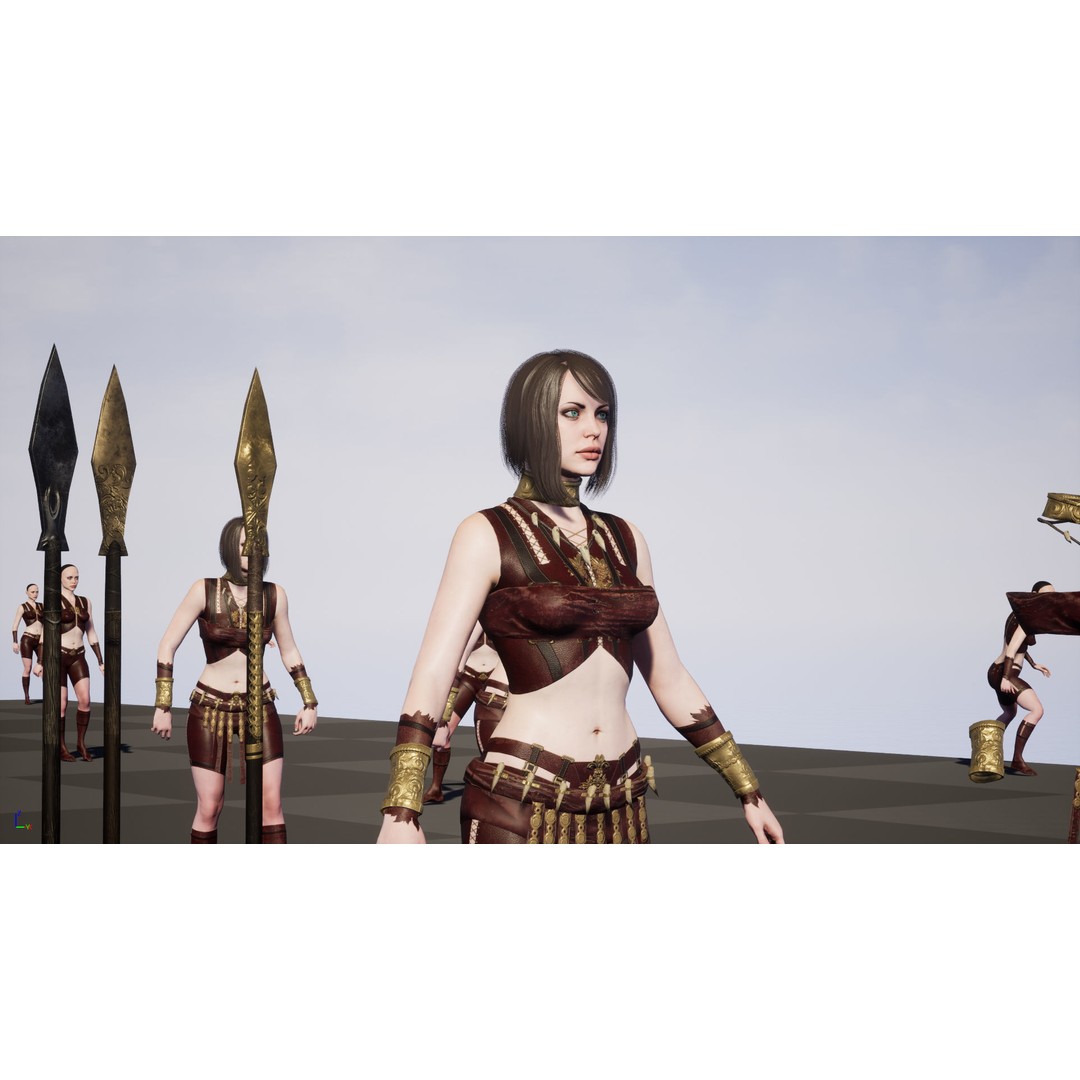 Defender Girl 3 3D Model – Low Poly Rigged Character with Animations - View 38